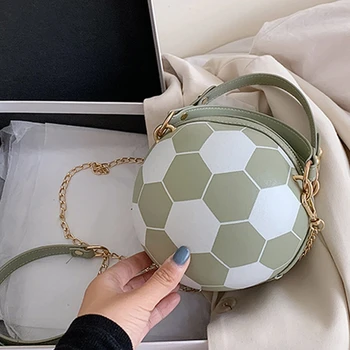 10 стилове, женският футболен отбор е кръгла Чанта от Изкуствена кожа, чанта за софтуера на веригата през рамо, чанта-тоут, портфейл