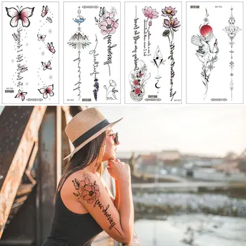 Водоустойчив татуировки, цвете временна татуировка, дамски модел за боди-арт, стикер с татуировка на ръката, на Крака, реалистична фалшива Черна роза