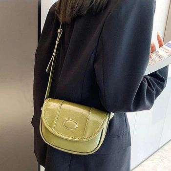 Дамски модни чанта през рамо от изкуствена кожа, малка чанта през рамо в ретро стил, Нова Дамски ежедневни чанти-месинджър Ins, нишевая експлозивна седельная чанта