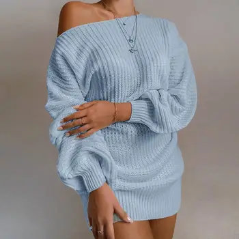 Жена свободен пуловер с однолинейным деколте и дълъг ръкав, пуловер, пуловер