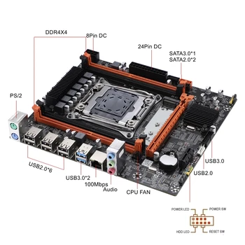 Комбиниран комплект дънната платка X99 LGA 2011-3 Xeon E5 2630 V3 Процесор 16 GB DDR4 (2 ЕЛЕМЕНТА 8G) 2133 Mhz ECC памет