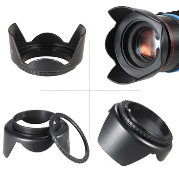 Комплект филтри за обектива на камерата Andoer 49 мм (UV + CPL + FLD) + Държач на капачката на обектива + сенник за обектив обектив + Найлонова чанта за носене + Капак на обектива + кърпичка за почистване на обектива