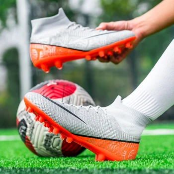 Нови висококачествени мъжки футболни обувки с висок берцем TF/FG, за предотвратяване на занасяне спортни футболни обувки, дишаща улични детски маратонки 2023
