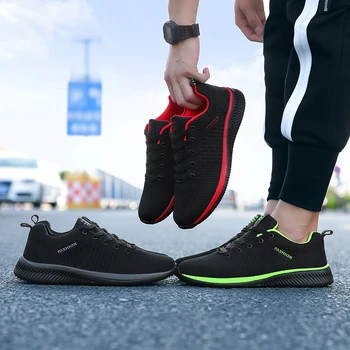 Обувки, мъжки обувки, леки спортни маратонки за бягане маратонки за бягане, дишаща мека мъжки спортни обувки, черен, голям размер на 46 47