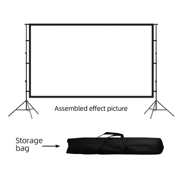 Прожекционен Екран със стойка 100/120-инчов Преносим Прожекционен екран 16: 9 4K HD с гърба на Предната проекция Киноэкран с Чанта за носене