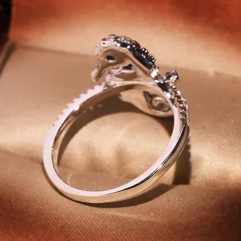 Пръстен от Сребро 925 проба с хубав морски коньком и Гиппокампом, с блестящ циркониевым камък, Сватбена годежен пръстен, дамски модни бижута
