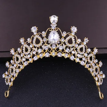 Сватбена тиара LIYAN Party Show Pageant Принцеса Crystal crown Аксесоари за коса Златисто-сребристи цветове Кристални сватбени Crown шапки