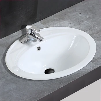 Средна Мивка, Полувстраиваемый Овалния правоъгълна мивка за домакински баня, керамични тенис на мивка