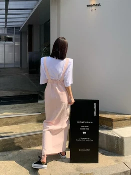 Лятна пола в корейски стил 2021, висока талия, однотонная модерна пола с цепка отпред, дамски дрехи, дрехи елегантна