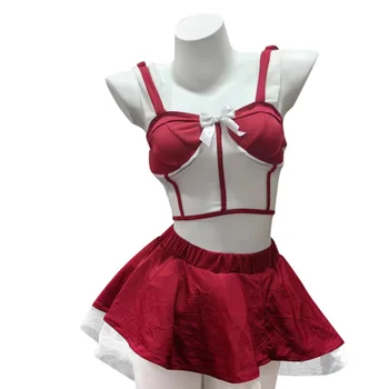 Сладко момиче в стил Kawai, сексуално бельо, костюми за cosplay ученички, Розова рокля, студентски лейси униформи, Екзотично спално бельо, изкушение в леглото