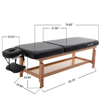 Стационарен масажна маса за процедури, косметологическая легло Clincal /изкуствена спа-легло, черен
